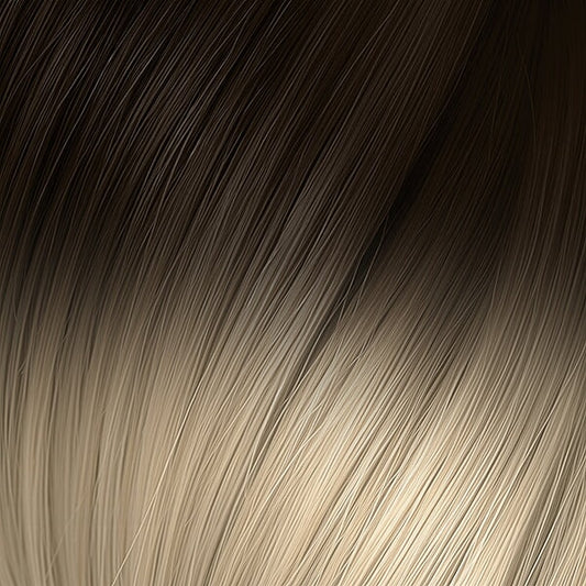 FUSION OMBRE #4 & 1001 CHESTNUT INTO PLATINUM BLONDE 50CM/ 20 INCHES - 20 GRAMS Fusion Euro So Cap 