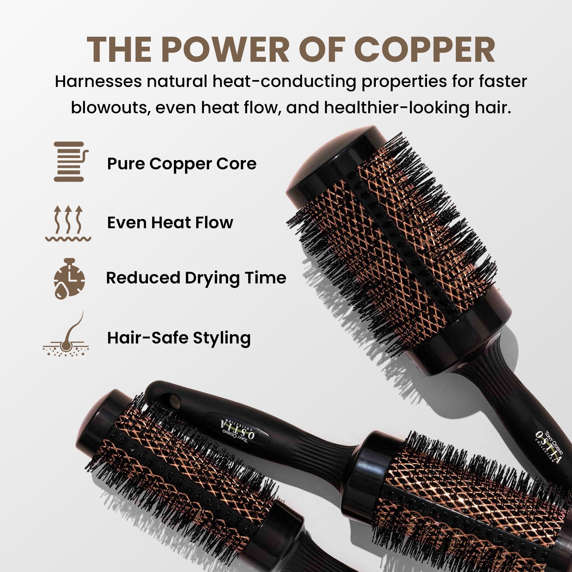 Round Copper Brush Trio Set Brushes Welton Beauty Products 