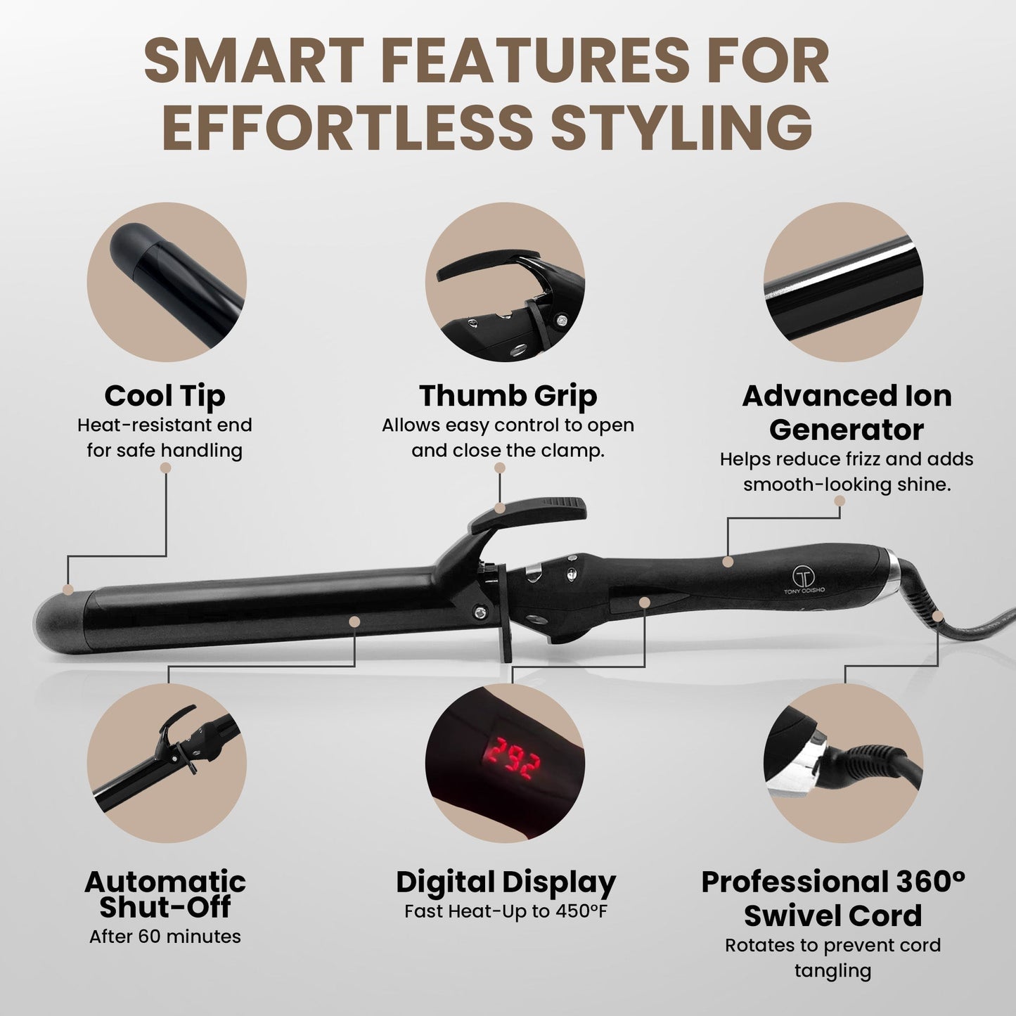 TO Infrared Curling Iron 1.25" Coated Barrel Curling Irons Hair Tech Group 