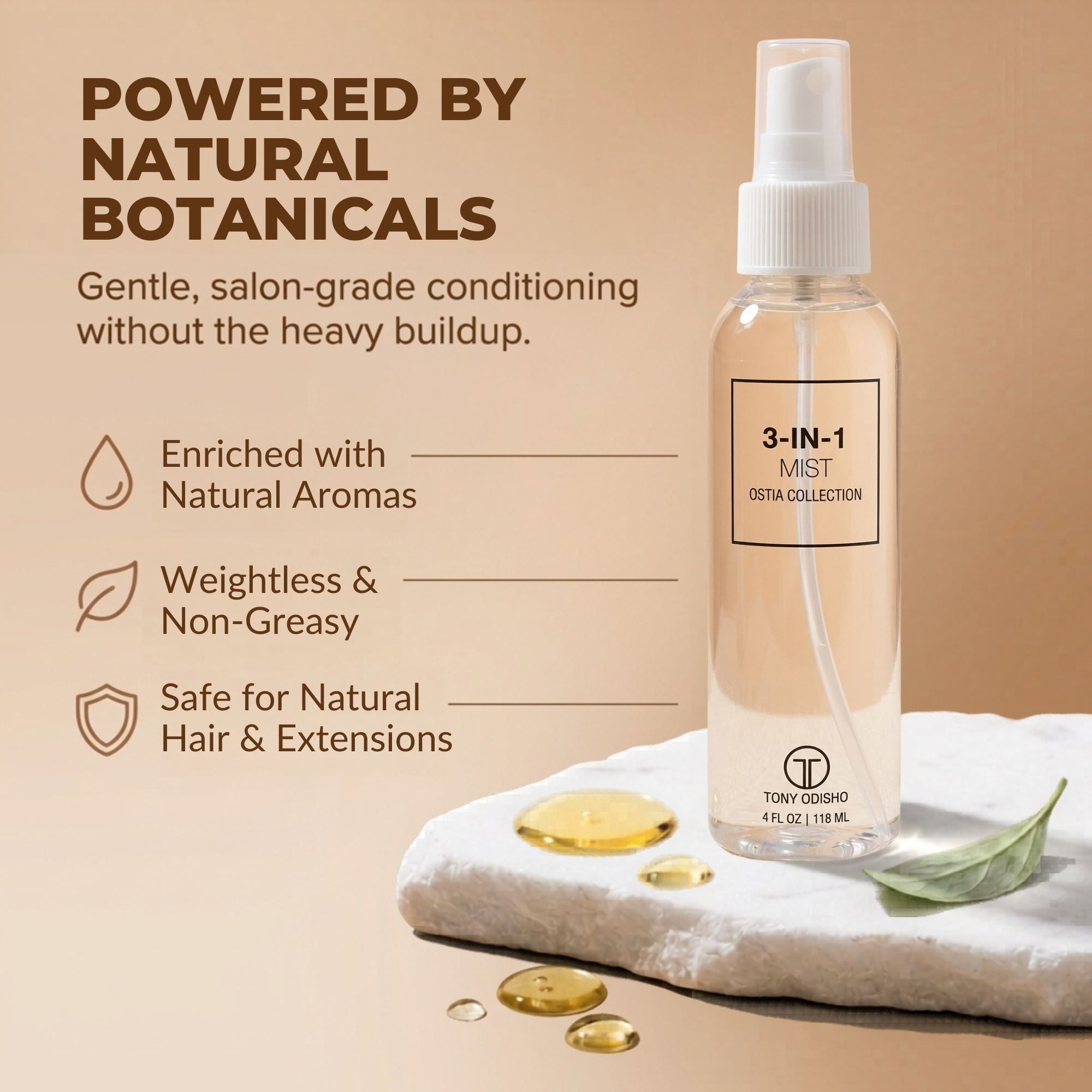 Ostia 3-IN-1 Mist | Detangle + Shield + Shine Styling Aids Rejuvenol 
