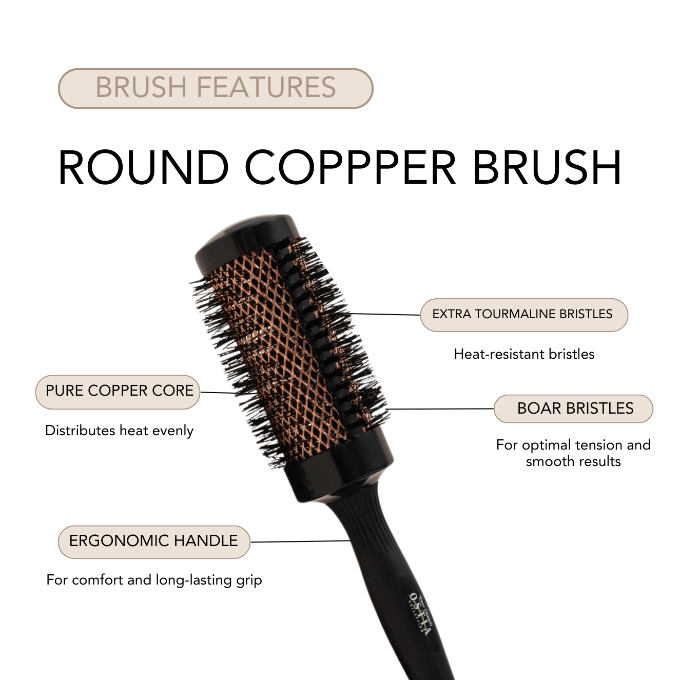 Round Copper Brush for Blowouts Brushes Welton Beauty Products 